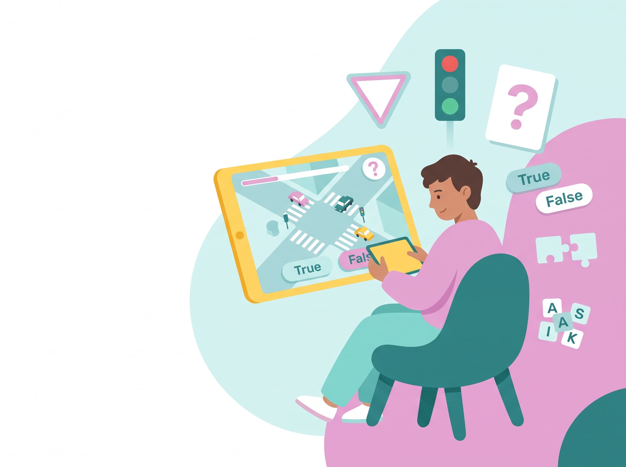Elementos de juegos educativos sobre seguridad vial